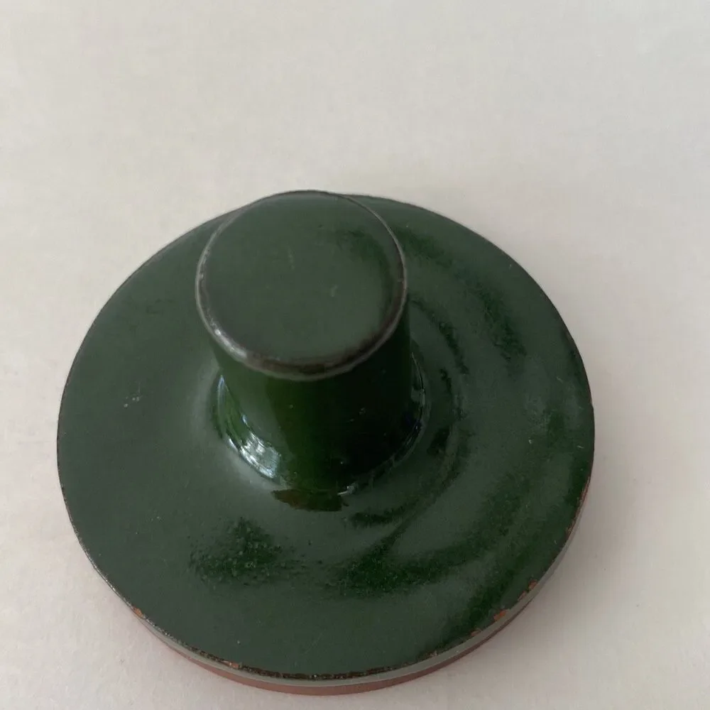 Rycraft Cookie Stamp Christmas Bells Terra Cotta 2” Round Handle Green Glaze